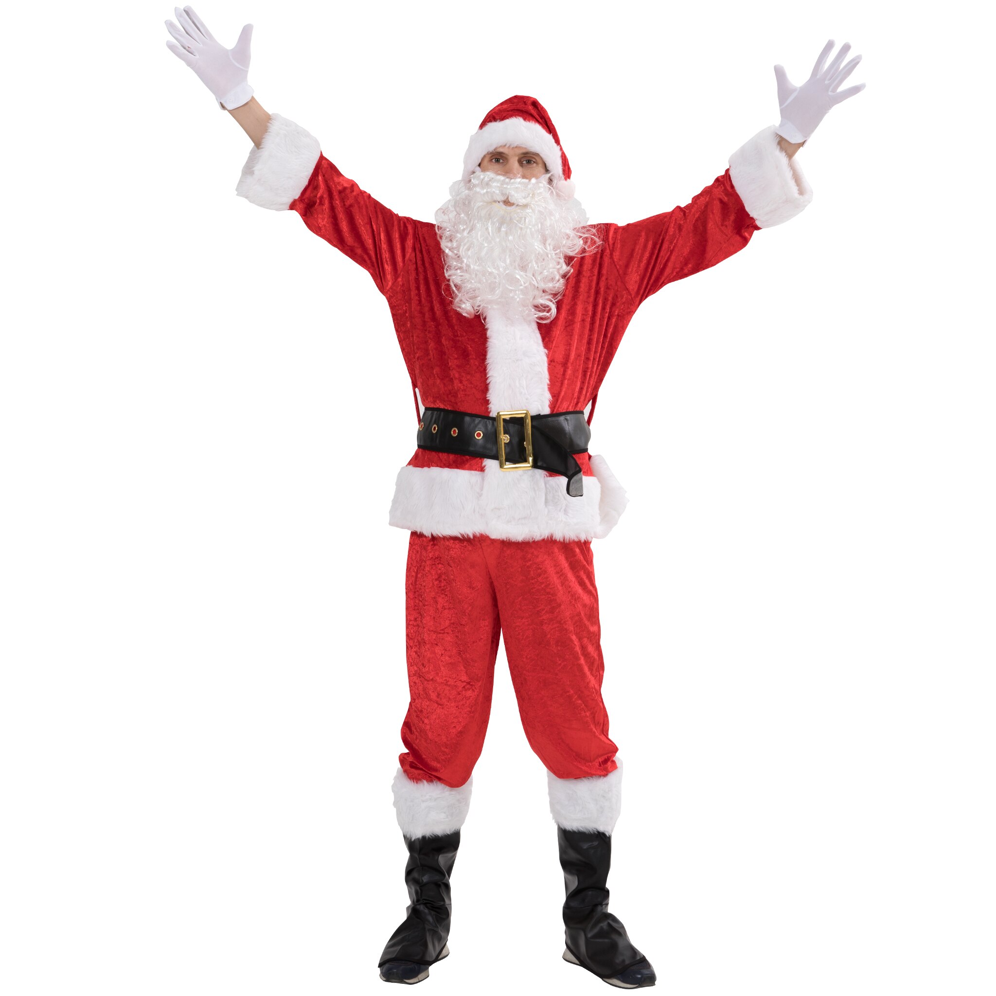 Snailify Men Santa Claus Costume Adult Flannel Santa Costumes 7 pcs Suit