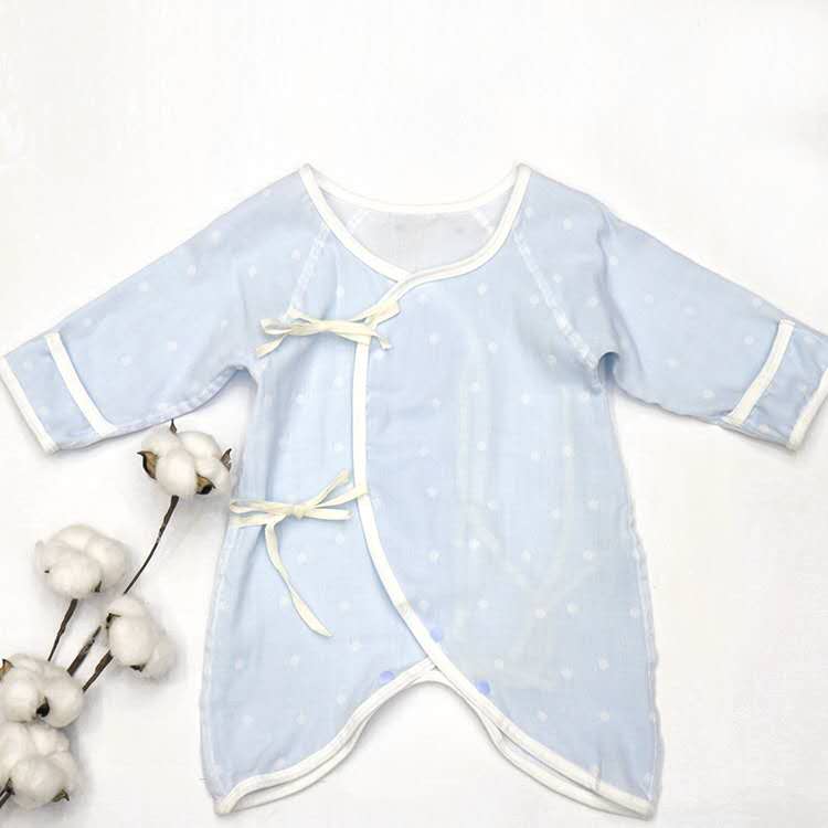 Yazan sommer neonataltøj 100%  bomuldsgarn børn piger og drenge babytøj sikkert blødt åndbart: Blå bølgepunkt