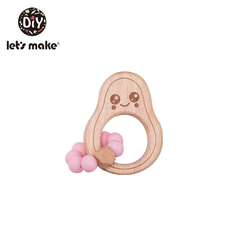 Laten We Chew Silicone Bijtring Kralen Avocado Armband Siliconen Crib Accessoires Tandjes Kralen Fopspeen Chain Baby Rammelaar: Pink