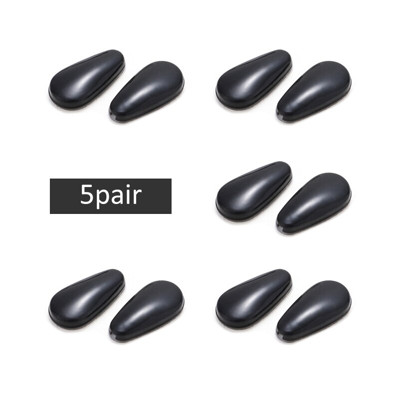 5pair Glasses Nose Pad Adhesive Silicone Nose Pads Non-slip Black White Thin Nosepads for Glasses Eyeglasses Eyewear Accessories: B-Black
