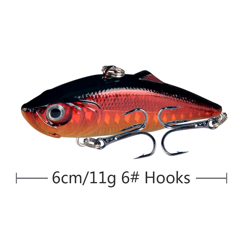 Señuelo de pesca con vibración VIB, 6cm, 11g, fundición larga, Rattlin Iscas, Wobbler Artificial, cebo duro de plástico, aparejos de carpa para nadar, 1 Uds.: Multicolor