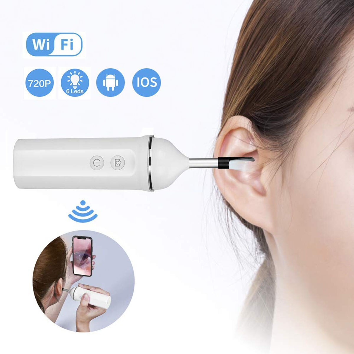 Wifi Ear Otoscope Wireless Hd P Digital Endoscope Ear Inspection Camera Earwax Cleaning Tool