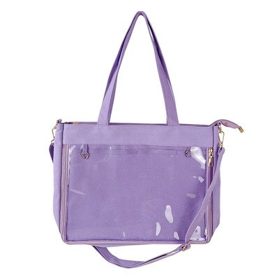 Ita Bag Japan Style Transparent Jelly Bags For Women Lolita Girls Clear PVC Ita Bag Shoulder Itabag Handbag Large Capacity: Purple