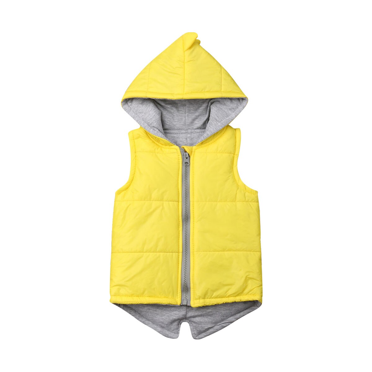 0-5Y infantile enfants bébé fille garçon dinosaure gilet vers le bas à capuche veste à glissière gilet manteau hiver épais vêtements d'extérieur chauds plus récent: YELLOW / 1-2T
