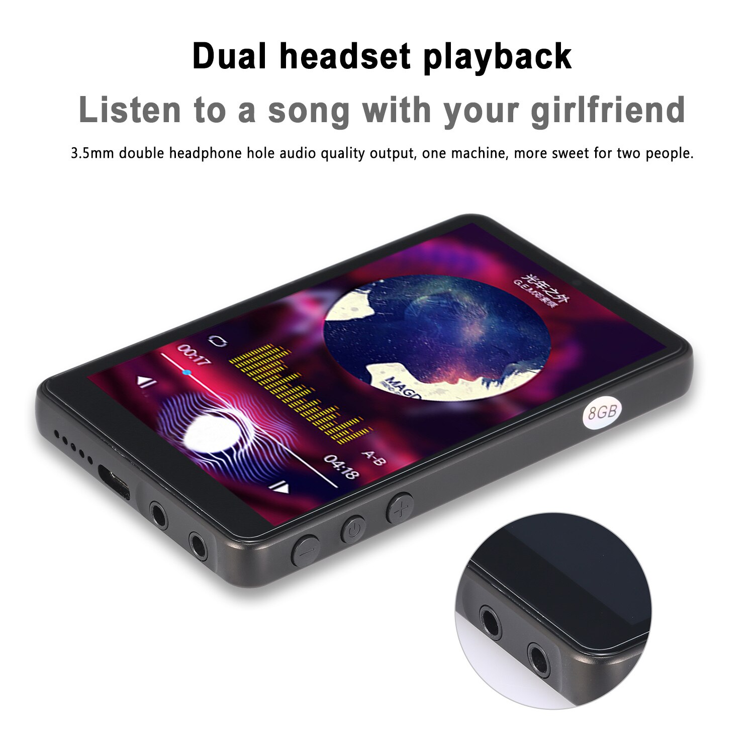 JWD MP-20 lecteur MP3 Portable 8GB Radio FM avec 3.5mm casque écran tactile prise en charge BT fonction carte mémoire Expansion