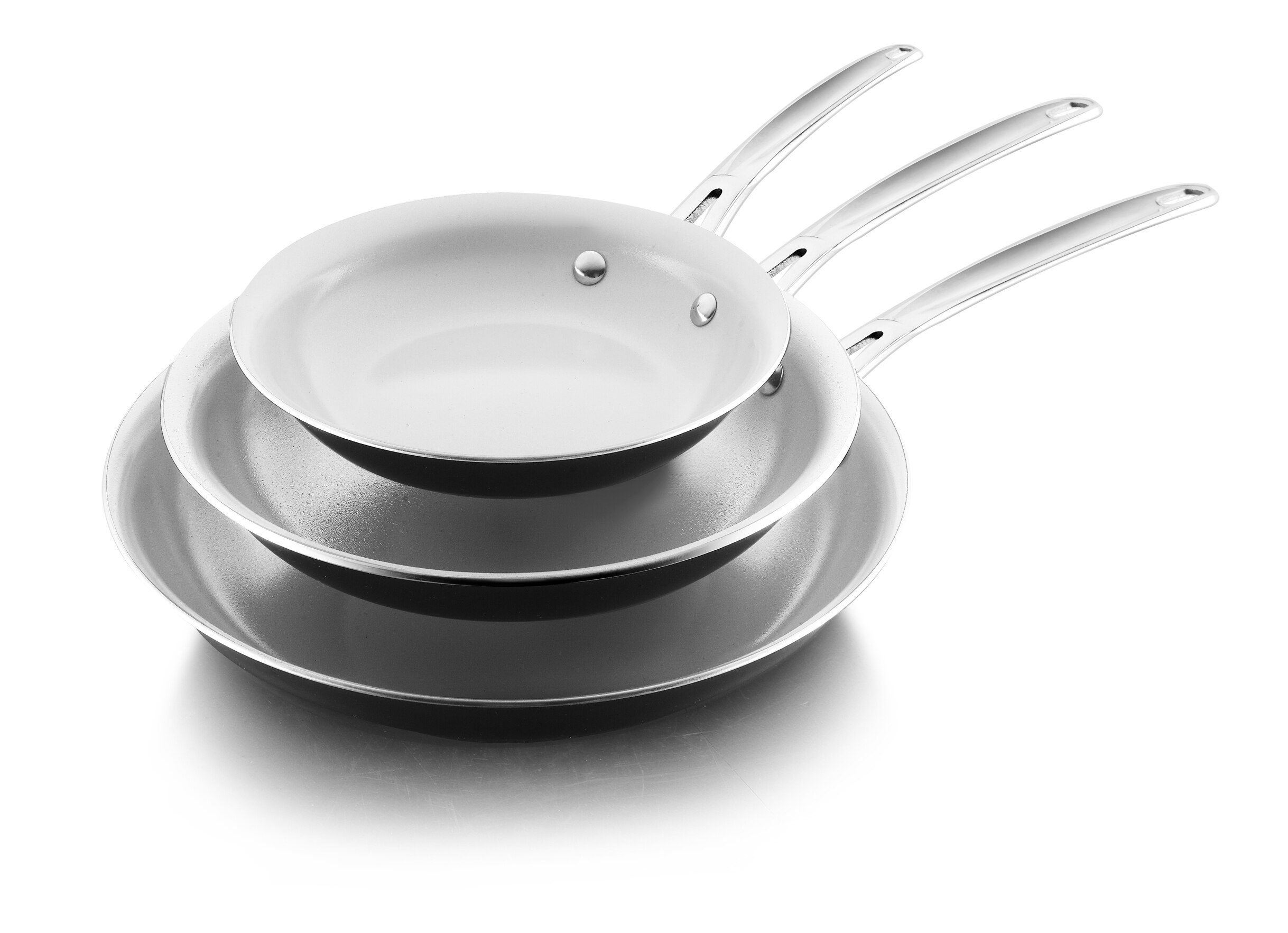 COOKER KING Ceramic Nonstick Frying Pan Set 3-pieces Skillet Pan Saucepan With Stainless Steel Handle Oven Safe 20/26/30cm: Default Title