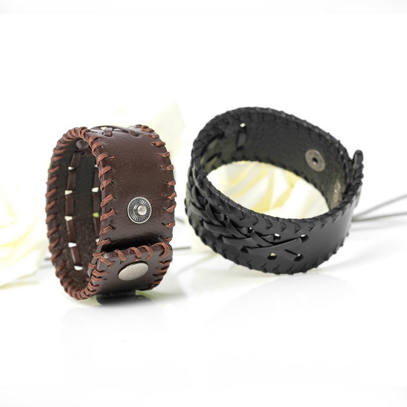 Charm Bracelets For Women Vintage Knight Courage Bandage Woven Wrap Female Leather Bracelets.