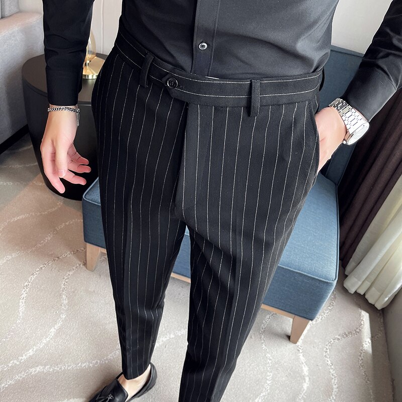 Autumn Winter Woolen Business Dress Pants Men High... – Grandado