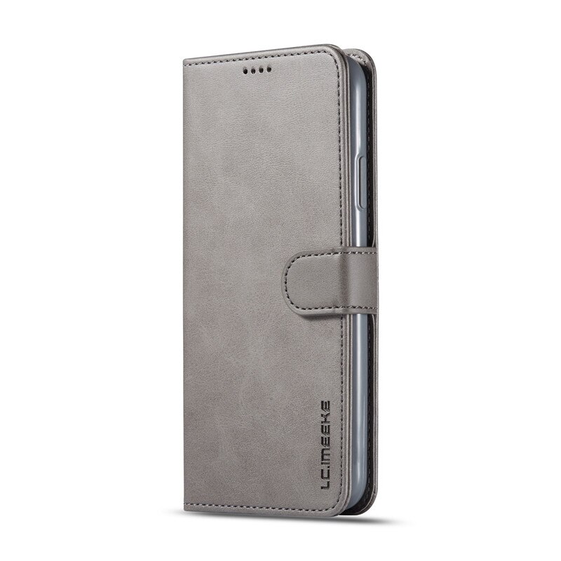 For Coque Samsung Galaxy J6 Case Leather Wallet Flip Cover Samsung J6 Phone Case For Samsung Galaxy J6 Plus Case: Galaxy J6 Plus / gray