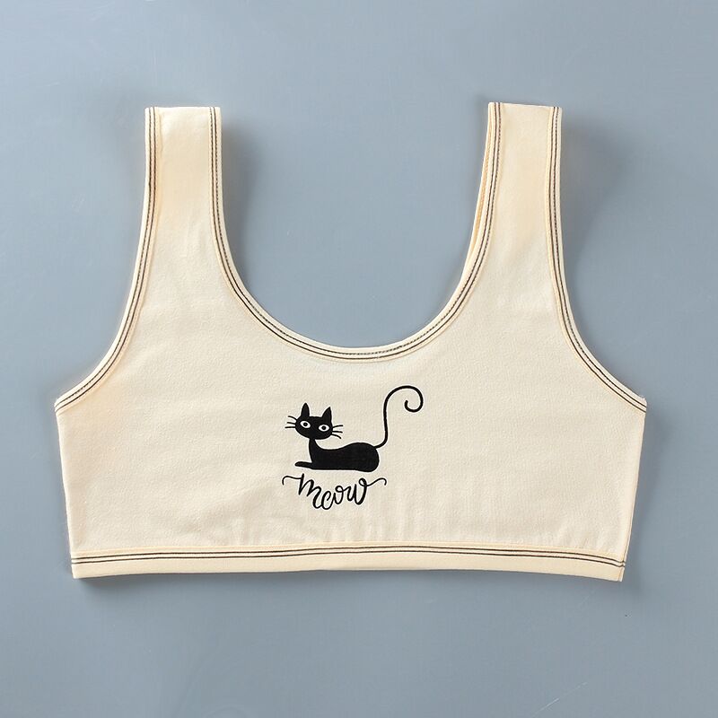 5Pc reggiseno per ragazza Teen Crop Top intimo gilet a spalle scoperte reggiseni per allenamento sportivo lettera Streetwear Tube Top 8-14 anni: Beige