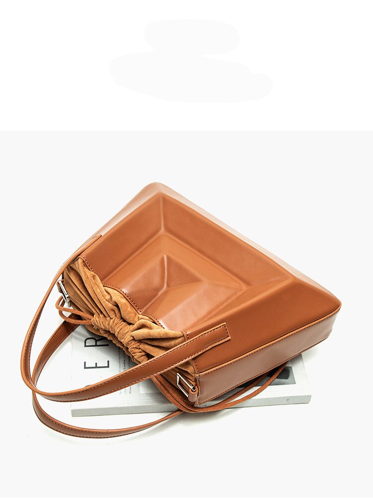 Vrouwen ruches SERA totes handtas lente zomer vintage crossbody emmer zak zwart wit blauw bruin