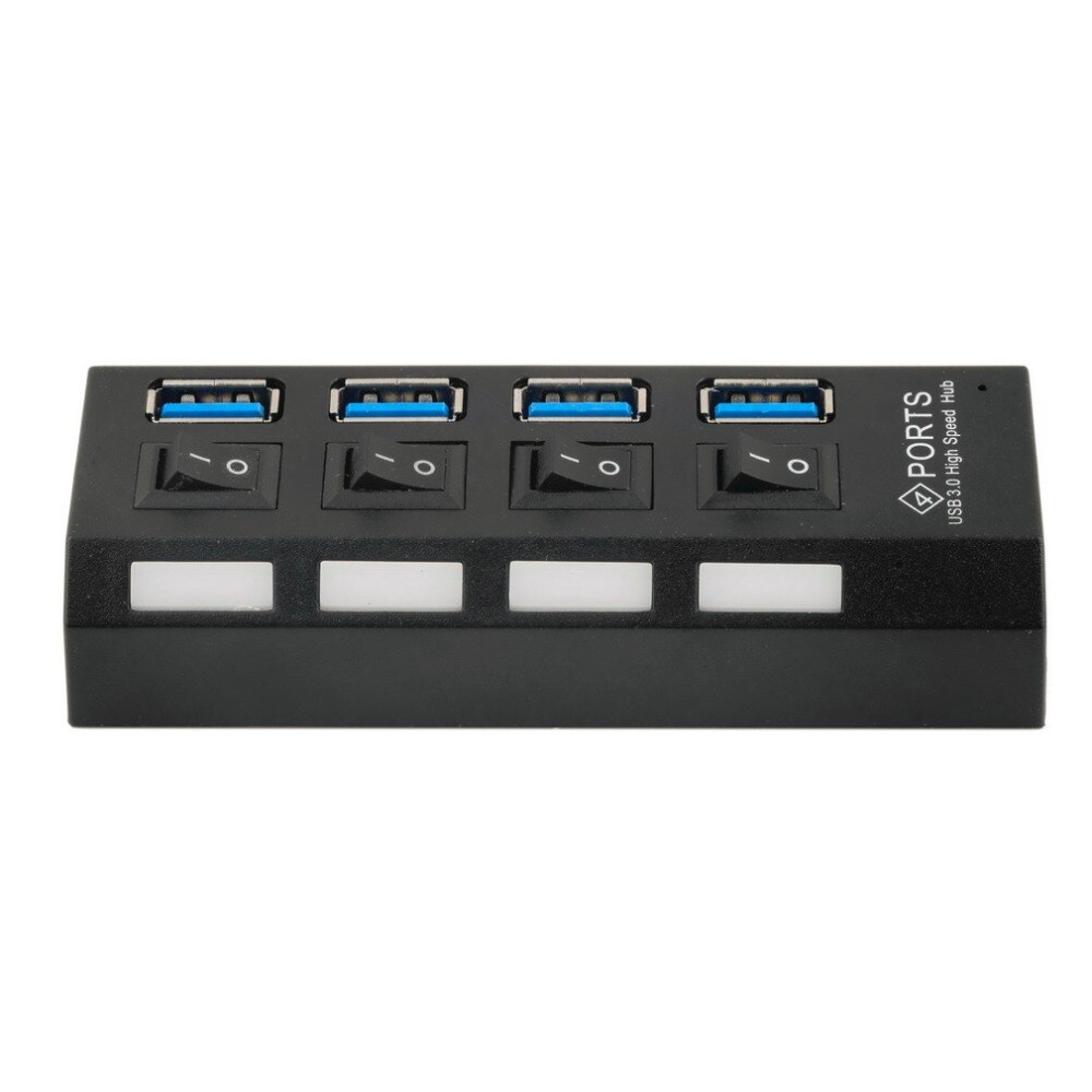 USB 3.0 Hub 4 Ports Super Speed 5Gbps 4-port USB 3.0 Hub With on/off Switch For Windows Mac OS Linux PC Laptop Black