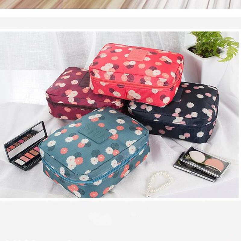 LADSOUL bolsa de maquillaje para mujer estuche de maquillaje multifuncional Almacenamiento de maquillaje apresurado Floral de Nylon cremallera de viaje bolsa de lavado CD5615/h