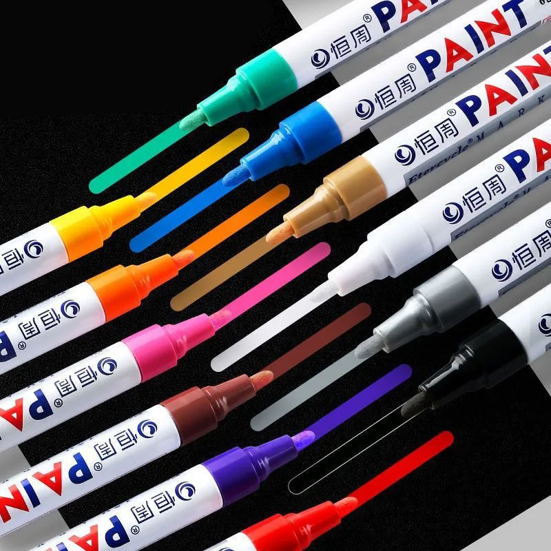 10 rotuladores permanentes, juego de marcadores de pintura de 12 colores, blanco, negro, azul, rojo, naranja, verde, azul, rosa, morado, café