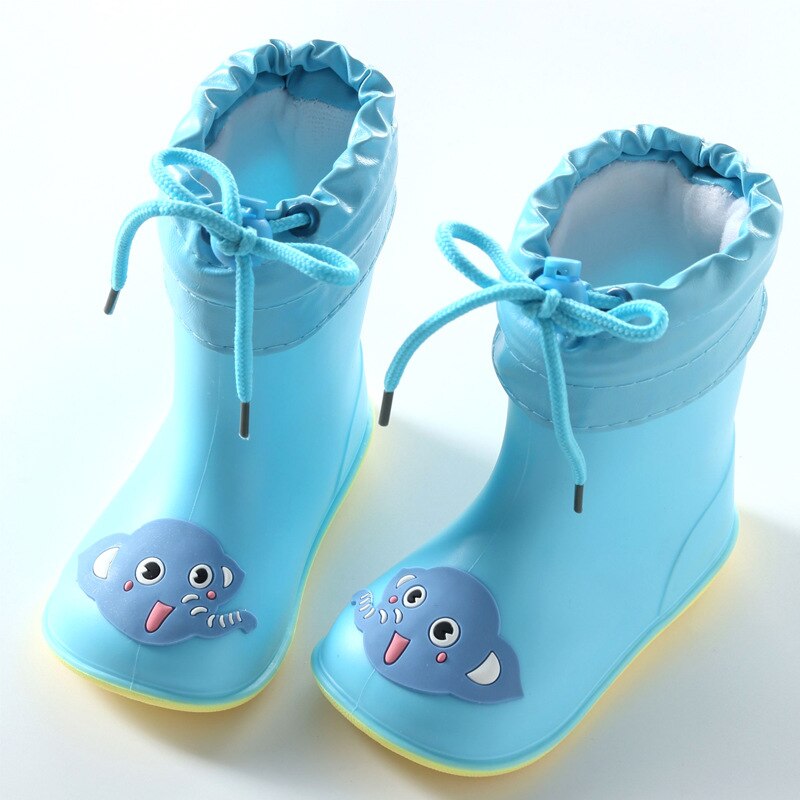 Kids for Boys Girls Cute Autumn winter Boots Rain Boots Waterproof Baby Non-slip Rubber Water Shoes Children Rainboots: SH026-Blue / 9