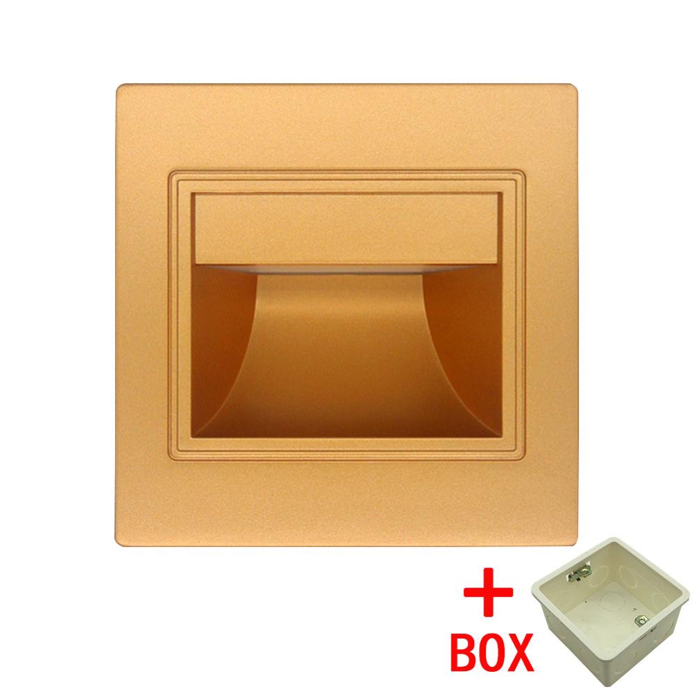 Inbouw led wandlamp 1.5w ac85-265v inbouw led trapverlichting trap gang wand voetlamp warm/koel wit: Goud met doosje / Koel wit (5500-7000k)
