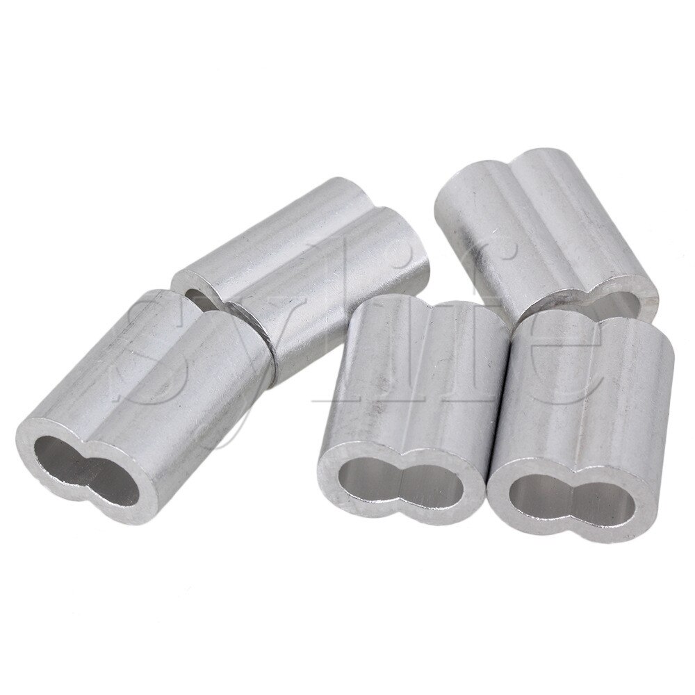Aluninum Double Holes Crimping Loop Sleeve for Wire Rope M6 Pack of 20