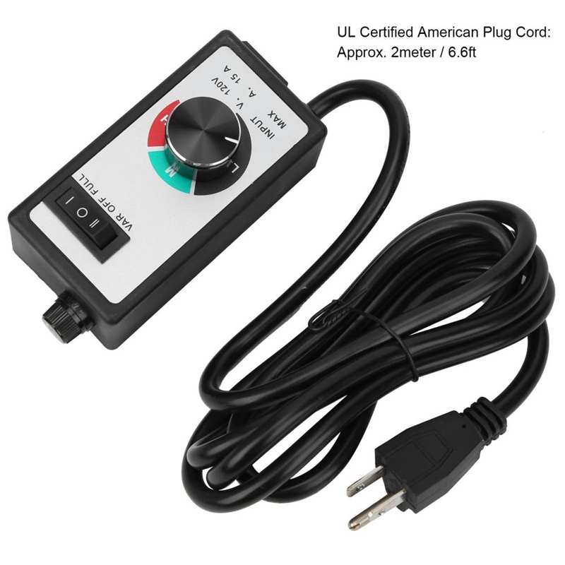 Fan Speed Controller Variable Adjustable Speed Control Regulator Electronic Motor Governor 120V 1500W 15A US Plug