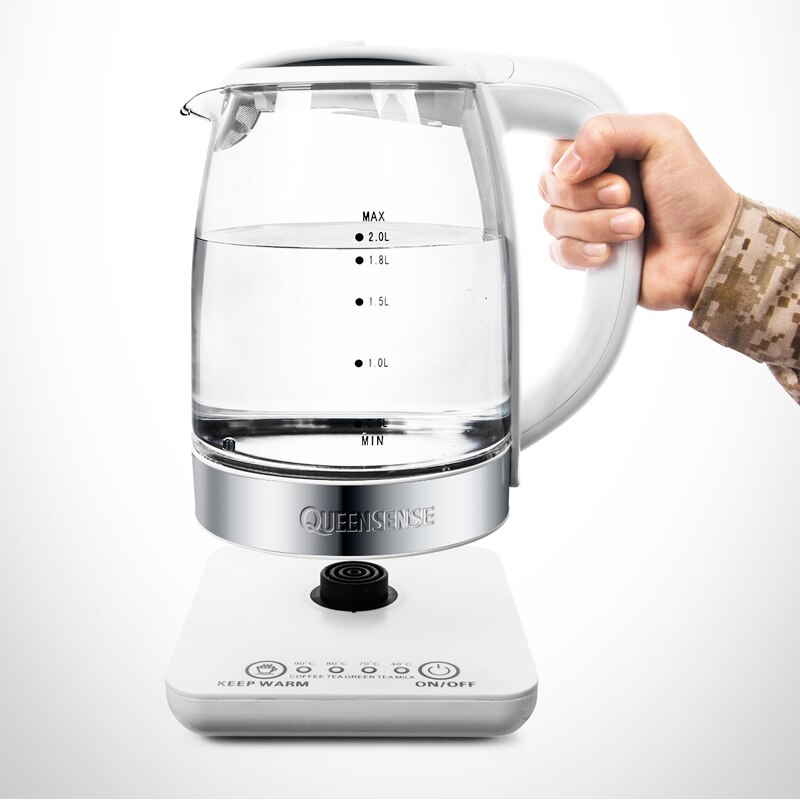 2L Electric kettle Intelligent insulation glass electric temperature teapot Blue Light Manganese Anti-Dry water pot 220v