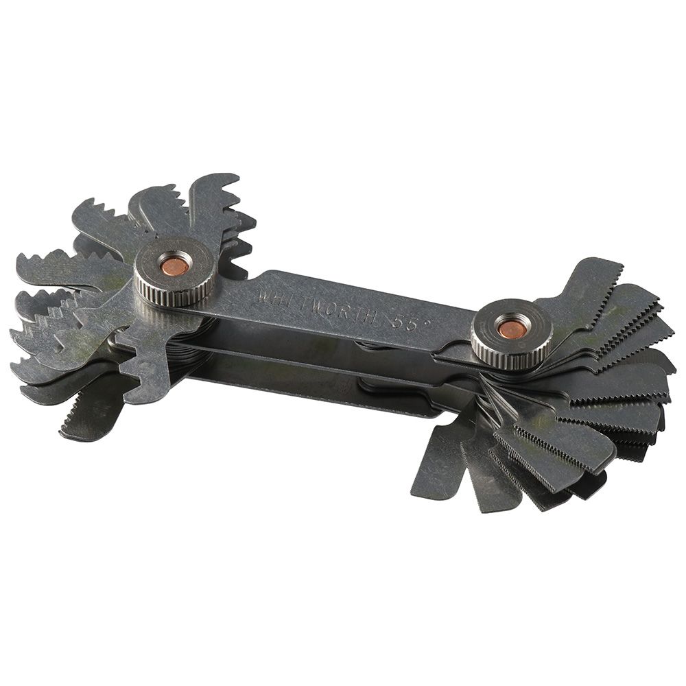 Gevindmåler i rustfrit stål, 52 stk. metrisk og britisk måleværktøj, 55 grader og 60 grader gevindmåler