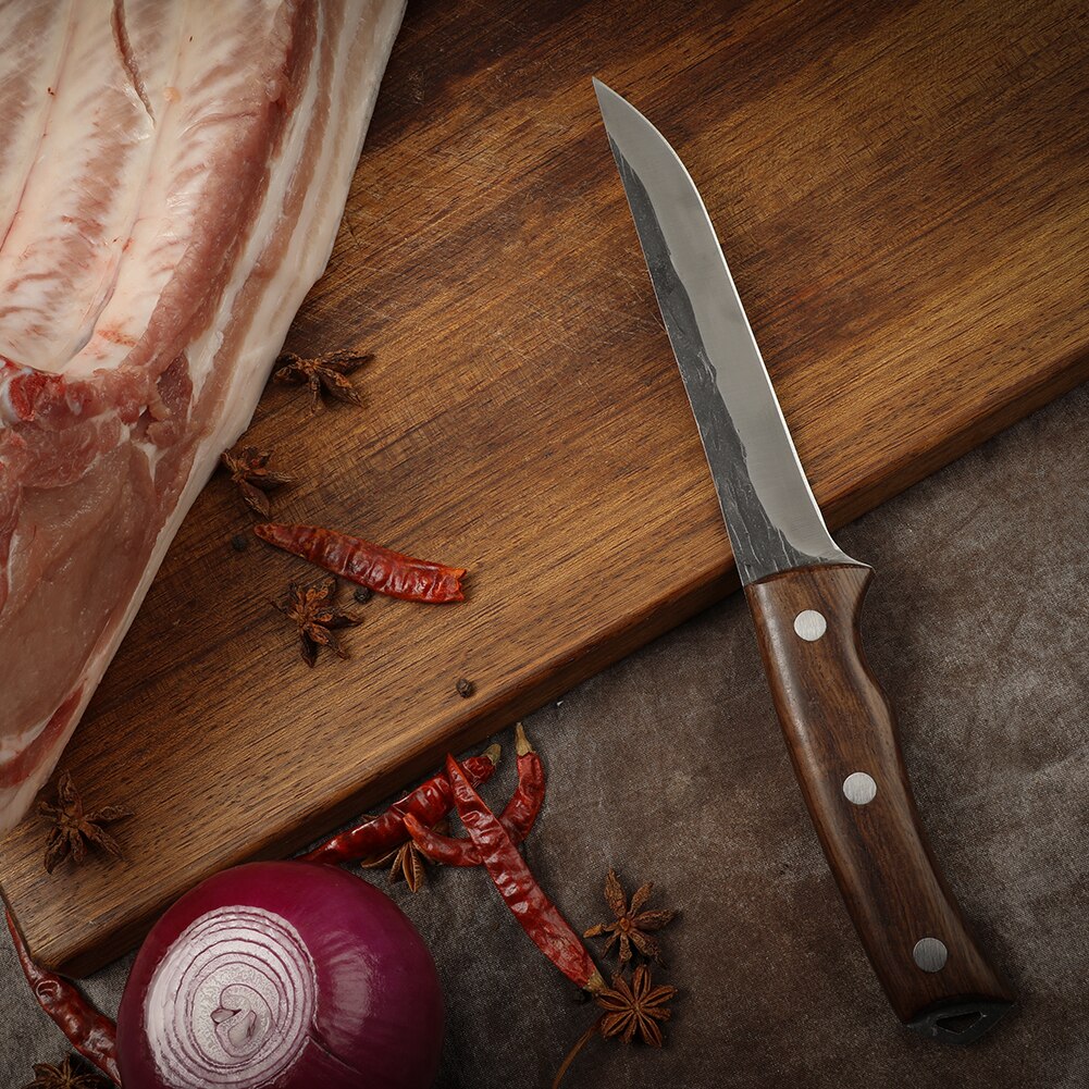 Wak Professionele Handgemaakte Keuken Bot Mes 5.7 Inch Uitbenen Mes Lange Lemmet Keuken Snijden Messen Houten Handvat Keuken Mes