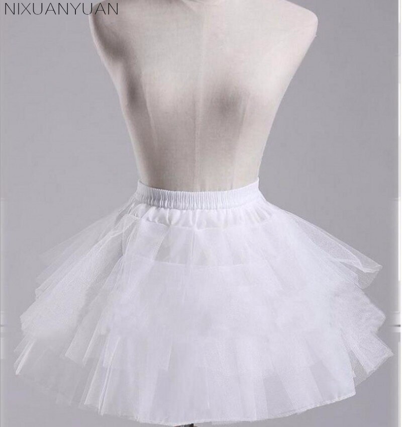White or Black Short Petticoats Women A Line 3 Layers Underskirt For kids Wedding Dress jupon cerceau mariage