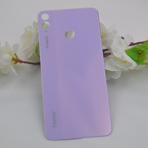 For HUAWEI Honor 8X Battery Cover Rear Glass Door Housing Case Back Panel With Camera Lens For Honor 8X Battery Cover+Adhesive: Purple No Lens