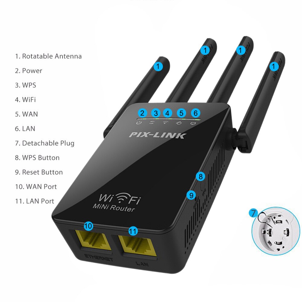 Wireless WIFI Signal Repeater Booster 300Mbps Home Network Signal Extender 802.11b/g/n RJ45 2 Ports Wilreless-N Wi-Fi