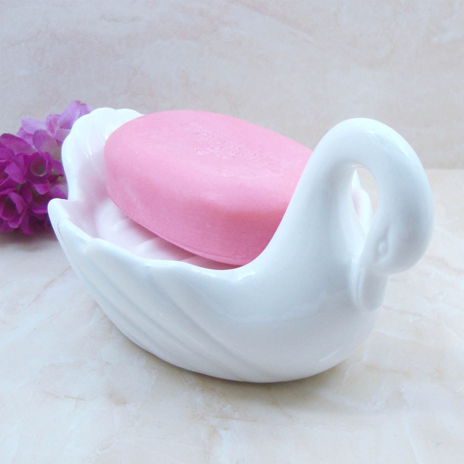White Swan Soap Box European Ceramic Soap Box Soap Dish Handmade Soap Dish Soap Holder Suitable for Home