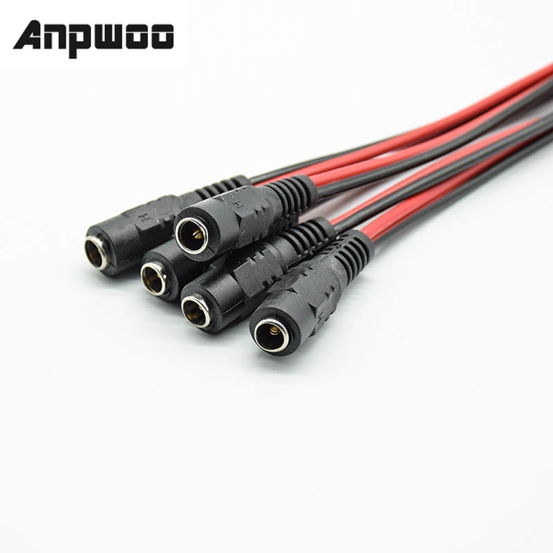ANPWOO 5pcs DC power male female cable Plug DC Adapter cable Plug Connector for CCTV Camera DC plug 5.5*2.1mm 5.5x2.1