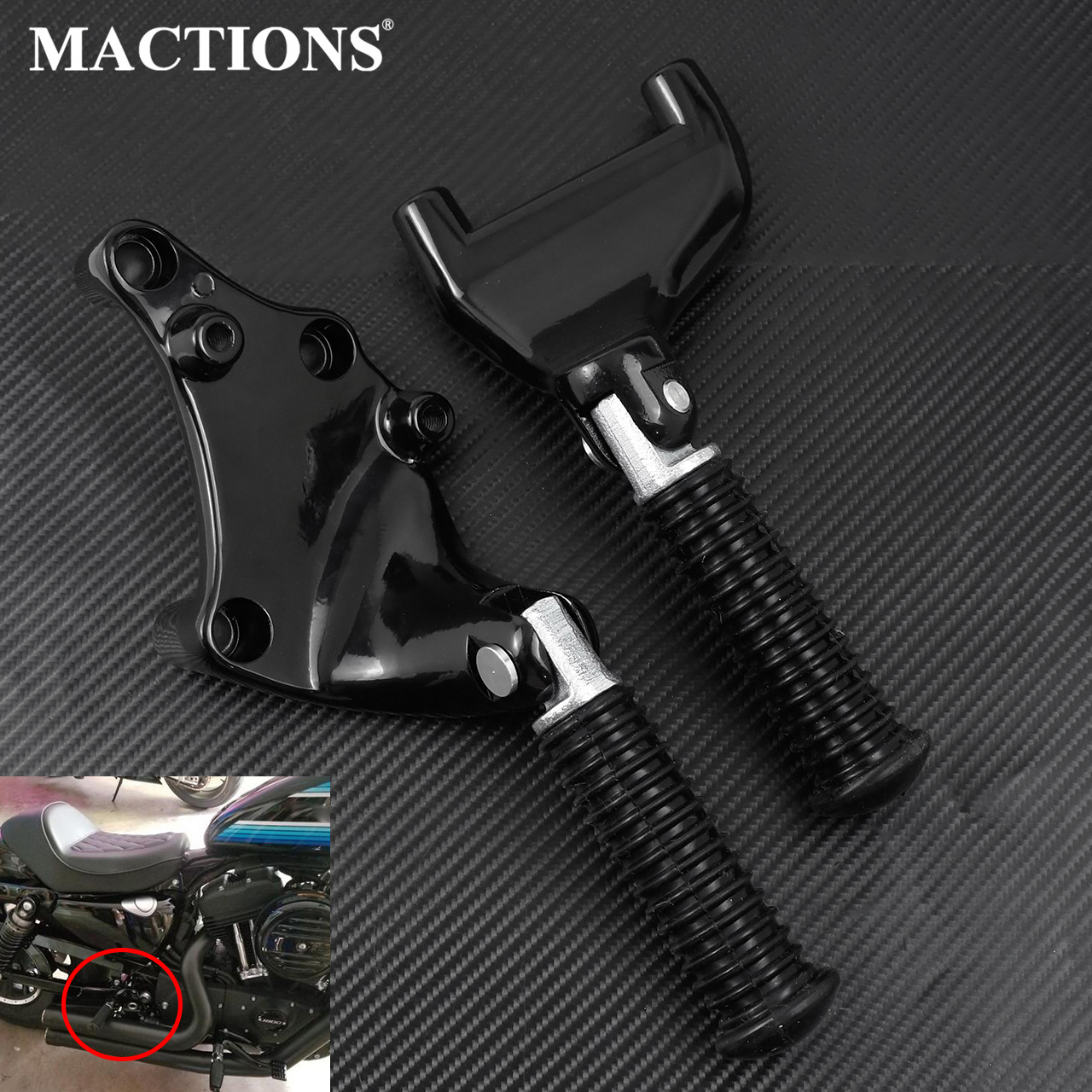 Rear Foot Rests Pegs Pedal Back Passenger Footpeg Assembly w/ Mounting Kit For Harley Sportster XL 883 1200 883C 883L