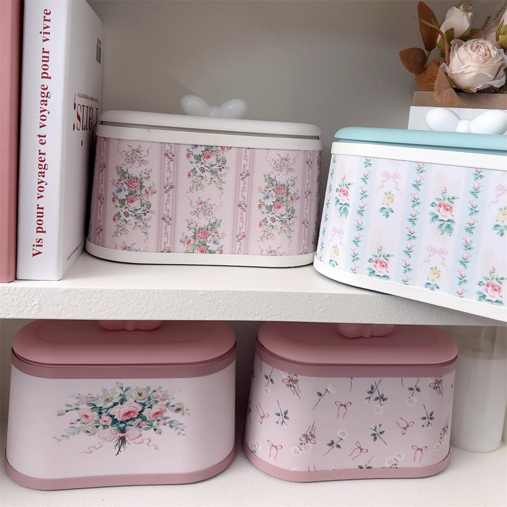 High-Rise Storage Bucket With Lid Home Dressing Table Desktop Storage Bucket Office Desk Press-type Printed Cute Storage Box