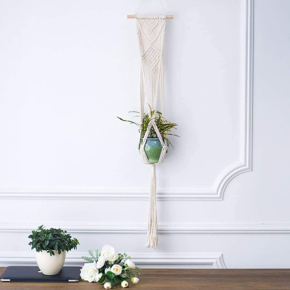 Macrame Plant Hanger Handmade Boho Wall Hanging Baskets Flowerpot Plant Holder Braided Craft For Garden Home Room Decoration: C
