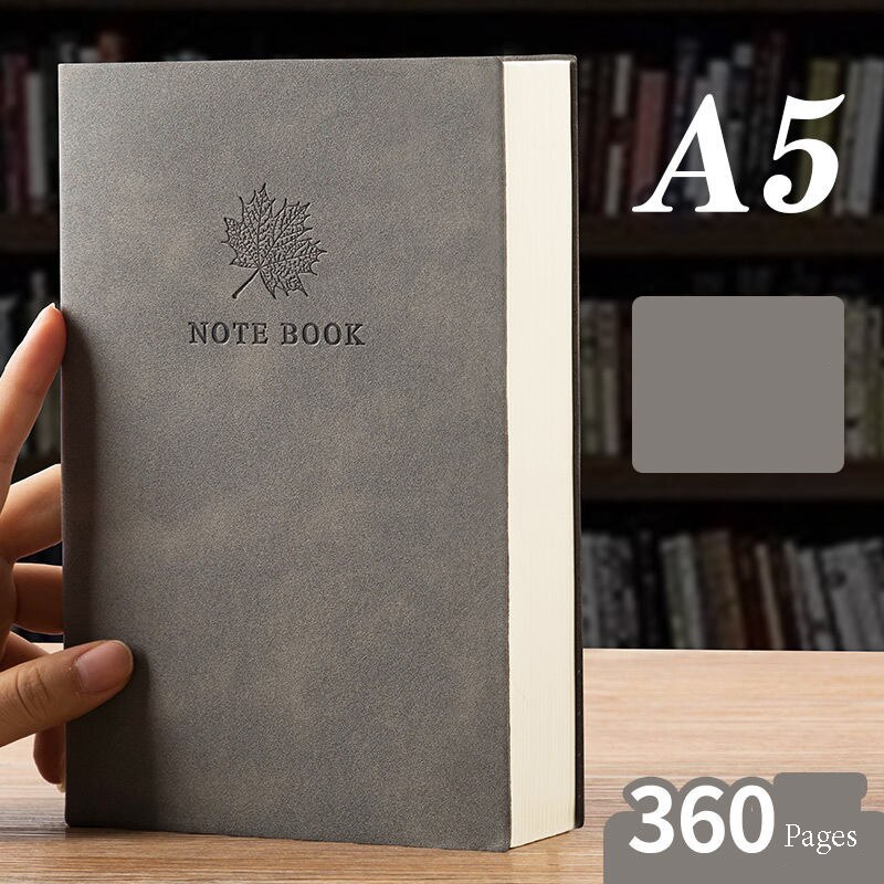 A5/B5 Notebook Horizontal Line and Extra Thick Notepad Business Diary Record Book Soft PU Leather Notebook: A5-Gray