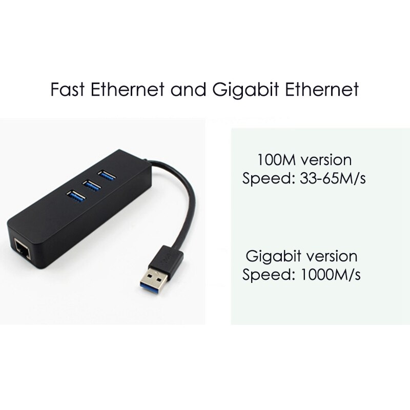 Usb 3.0 Hub 3-Poort Gigabit Ethernet Poort Voor Laptops Usb Flash Drives Mobiele Harde Schijven Usb Extenders