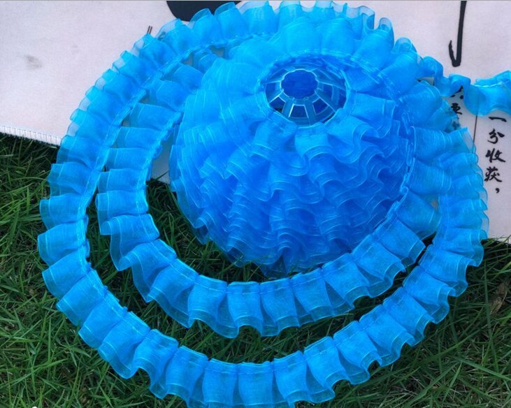 Sprzedam przez podwórze, 8 kolorów dostępnych, podwójna warstwa organzy zakładka wykończenia sukni ślubnej, suknia balowa, lalka # PT2020002: niebieski