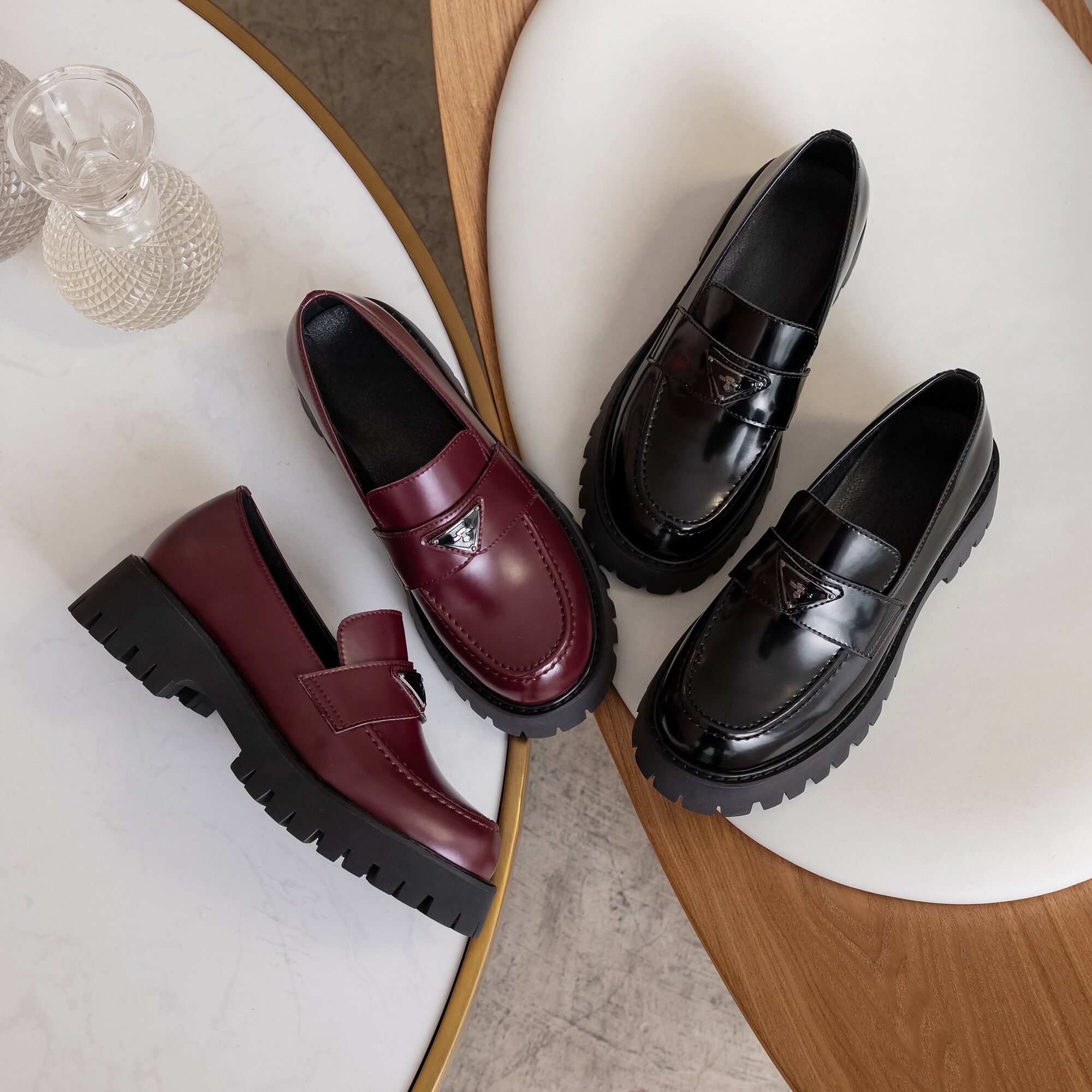 plana zapatos de cuero de las mujeres zapatos Brogue mujeres hebilla Zapatos de vestir de 4cm