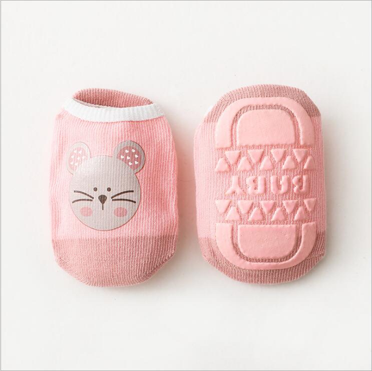 Baby Socks With Rubber Soles Infant Sock Newborn Spring Autumn Children Floor Socks Anti Slip Soft Sole Sock: Pink / M(1-3T)