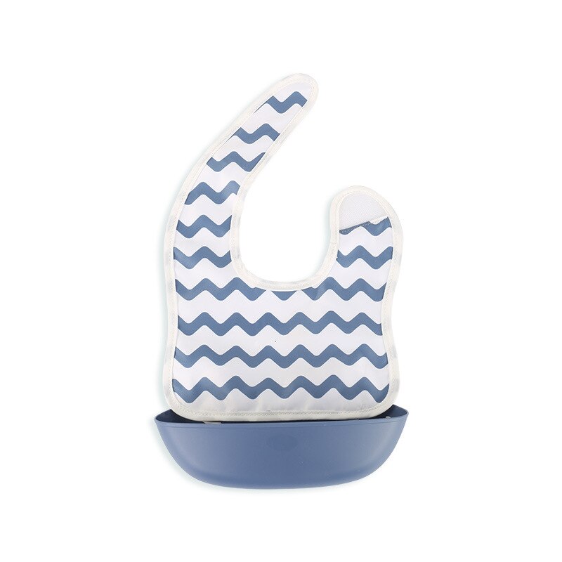 Ergonomie Waterdicht Wasbaar Baby Eten Bib Stereo Ultralichte Maaltijd Pocket Baby Kind Grote Speeksel Pocket: Blue wave pattern