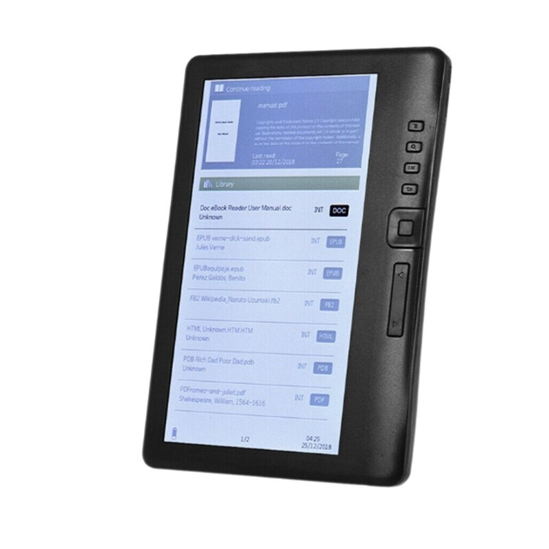 7 pouces Ebook lecteur e-ink LCD couleur Sn intelligent avec résolution HD numérique E-Book vidéo MP3 lecteur de musique prend en charge la carte TF: Default Title