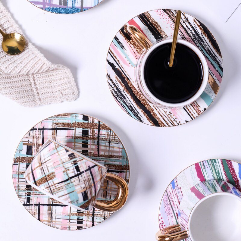 Taza De café Mate De cerámica nórdica De lujo, platillo , Tazas De café reutilizables, Tazas De café hechas a mano, EK50BD