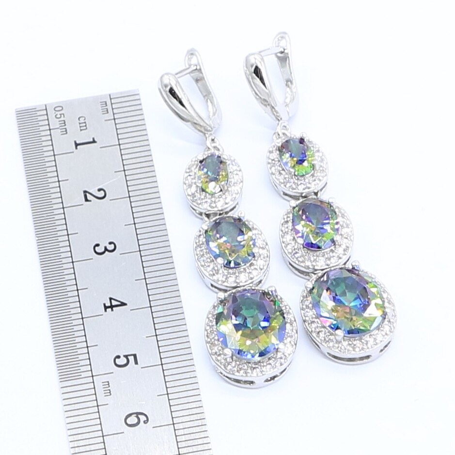 Rainbow Sky Blue Topaz 925 Zilveren Oorbellen Voor Vrouwen Verjaardagsfeestje Sieraden Gratis