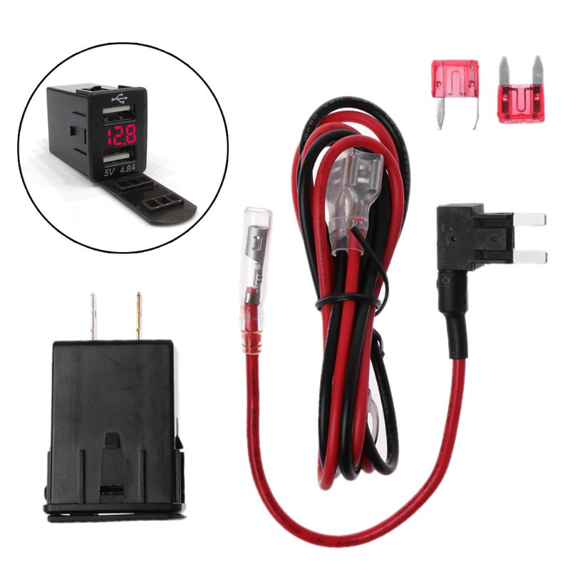 12v dobbelt usb billader led voltmeter 4.8a strømadapter til nissan smart telefon: Rød