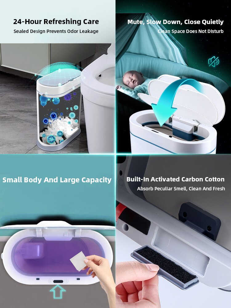 Joybos Smart Trash Can Sensor Automatic Wastebin Narrow Basket With Lid Electronic Smart bucket Dustbin Recycling for Bathroom