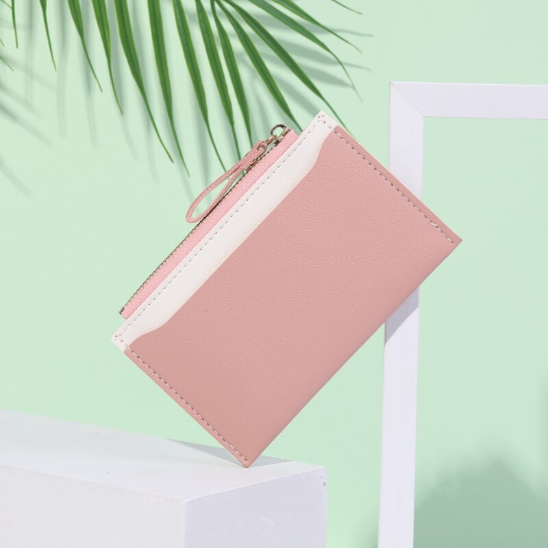 Kwastje dames portemonnee klein schattig portemonnee dames kort leren kaarthouder portemonnee rits portemonnees portefeuille dames handtas clutch: Roze