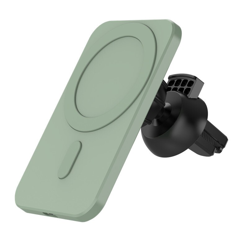 15w magnetisk hurtig trådløs billader qi opladning til iphone 12 pro max 12 mini 12 biltelefonholder magsafe trådløs oplader: Grøn