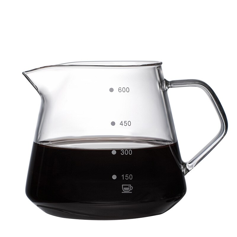 300ML/600ML V60 Hand Pour Drip Coffee Pot Set Wooden Coffee Dripper Holder Glass Pot Set Sharing Pot Brewing Pot Coffee Utensils: 600ml Pot