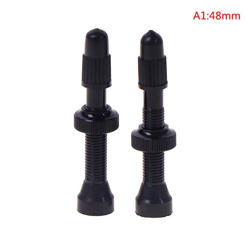 2Pcs/set Bike Tire Air Valve Bike Tubeless Wheel Valve Kit Copper Core Alloy Stem Rubber Base 48mm/60mm: A1