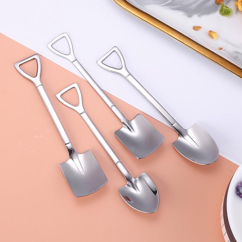 304 retro schep koffielepel roestvrij staal dessertlepel watermeloenlepel ijslepel tip schep platte schep gou
