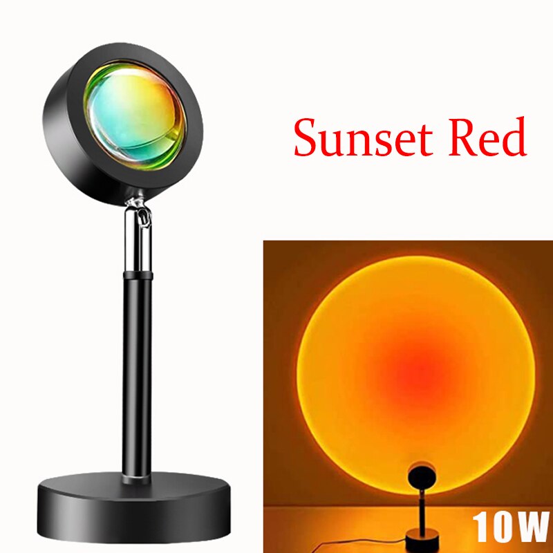 Sunset Projector Lamp Rainbow Atmosphere Led USB Operate Atmosphere Led Night Lights Projection Floor Lamp neon signs for room: 10W sunset red